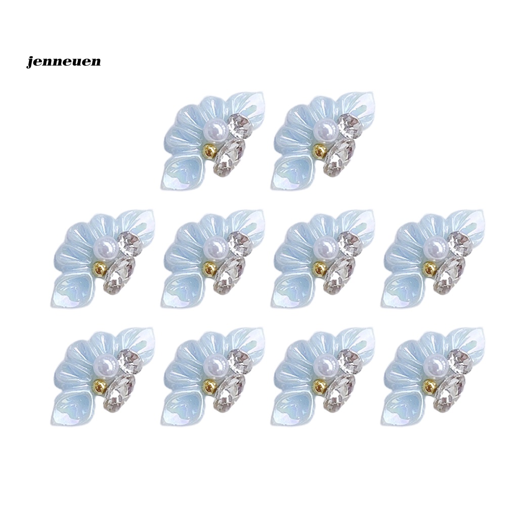 Set 10 Phụ Kiện Trang Trí Móng Tay Họa Tiết Hoa 3D Lấp Lánh DIY