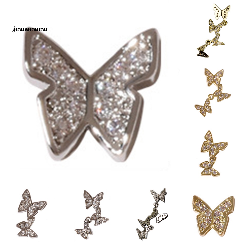 Hộp Phụ Kiện Trang Trí Móng Hình Bướm Màu Sắc Vàng / Bạc Thời Trang Dành Cho Nữ