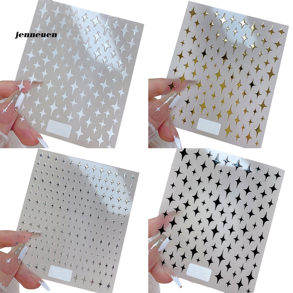 Nhãn Dán Móng Tạo Hiệu Ứng 3D Màu Trắng / Vàng / Đen / Bạc Lấp Lánh Không Phai