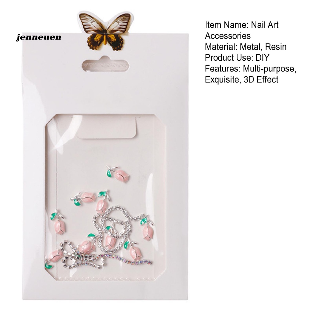 1 Gói Phụ Kiện Trang Trí Móng Tay Hình Hoa Tulip Đính Đá Xinh Xắn