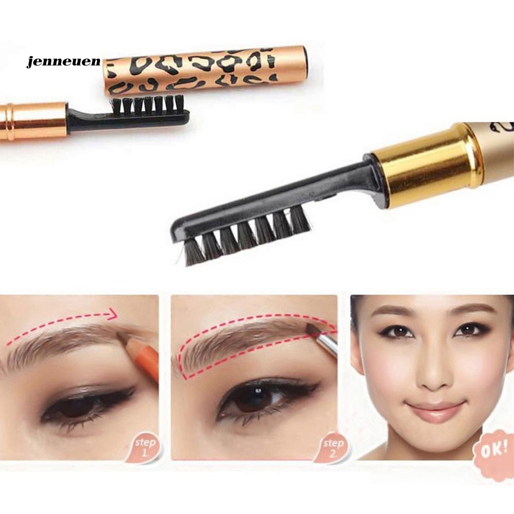 Bút Chì Kẻ Lông Mày JEN JEN Hai Đầu Chống Thấm Nước In Họa Tiết Da Báo