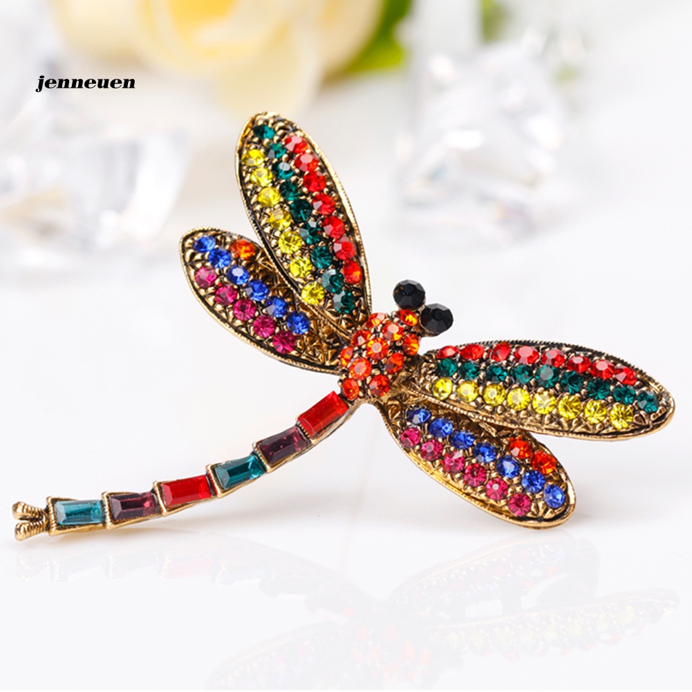 Trâm Cài Áo Hình Chuồn Chuồn Đính Đá Nhiều Màu Kiểu Dáng Vintage