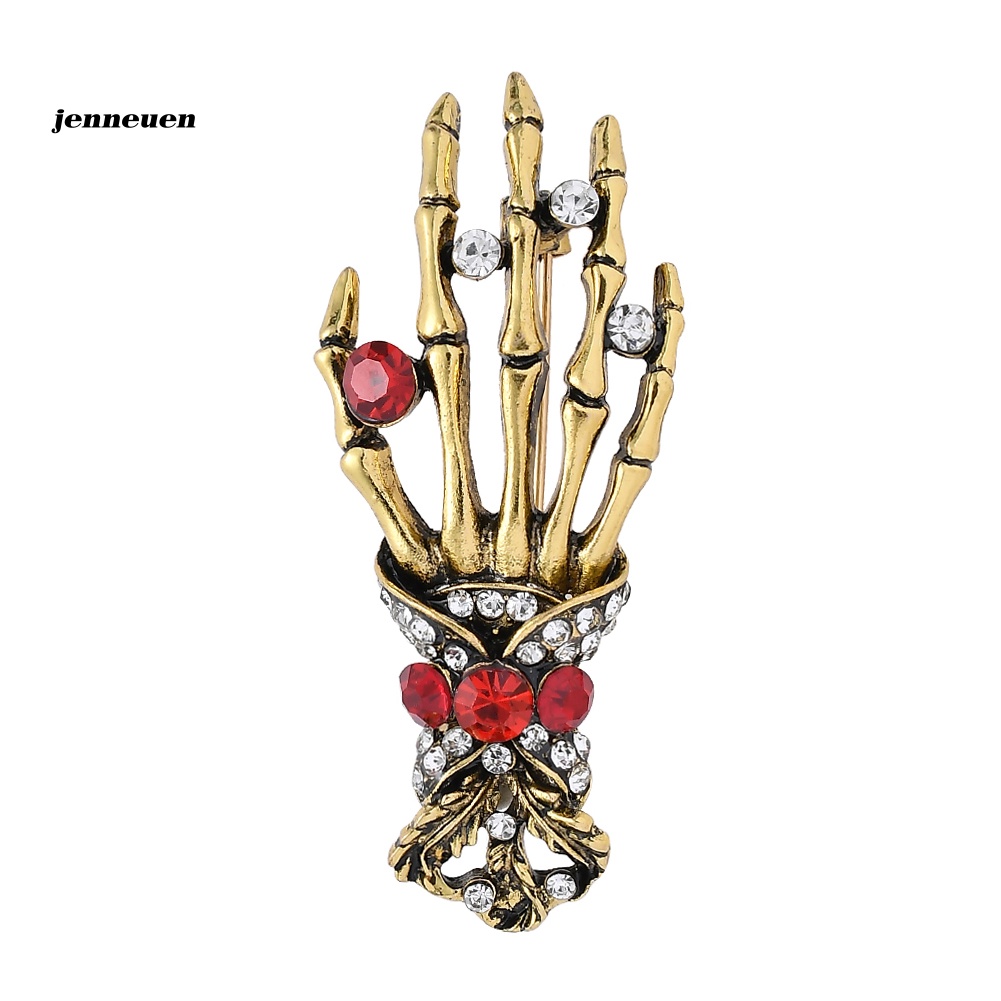 Ghim Cài Áo Hình Bàn Tay Đầu Lâu Đính Đá Nhân Tạo Thời Trang