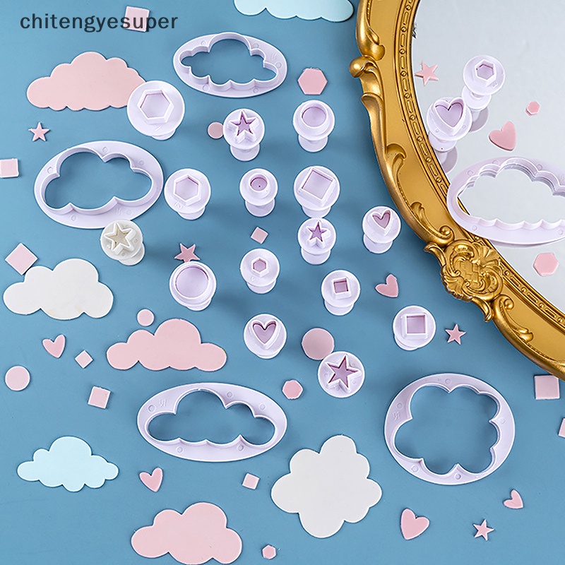 Set 3 / 4 Khuôn Cắt Đất Sét Polymer Tạo Hình Trái Tim / Ngôi Sao / Hình Học