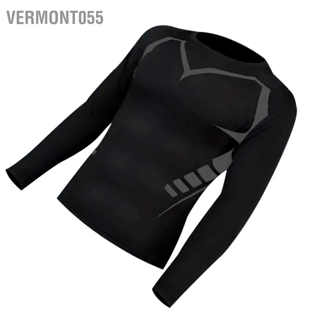 Vermont055 Áo tập thể dục cho nam Bó sát tay dài nhanh khô thao ngoài trời Chạy bộ Quần áo