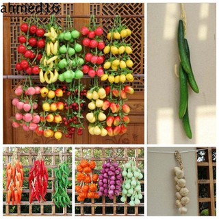 Chùm ớt/hành tỏi/trái cây giả bằng chất liệu xốp dùng trang trí nội thất