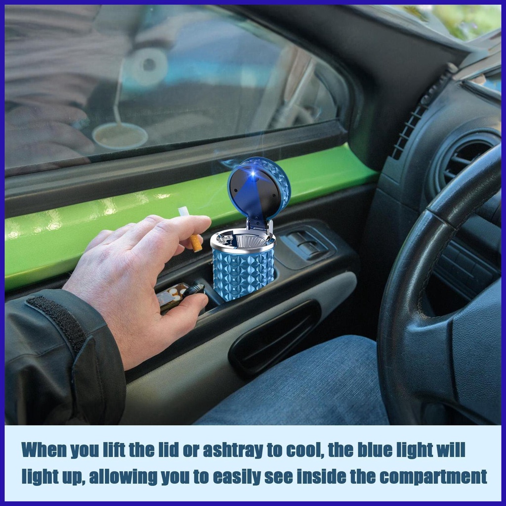 Khay Gạt Tàn Thuốc Mini Đa Năng Có Đèn LED Và Nắp Đậy Cho Xe Hơi / Văn Phòng / Nhà Hàng