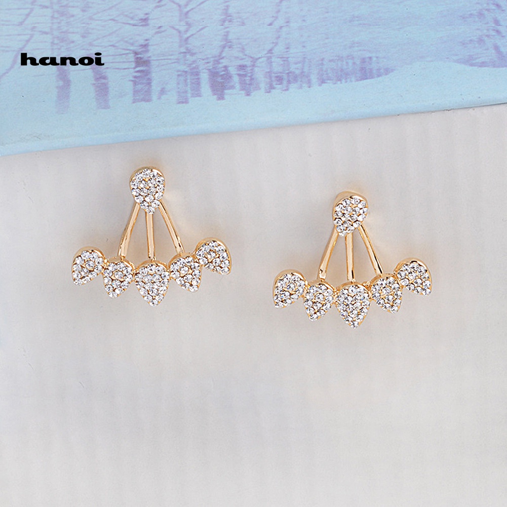 Khuyên Tai Đính Đá Hình Giọt Nước Lưng Thời Trang