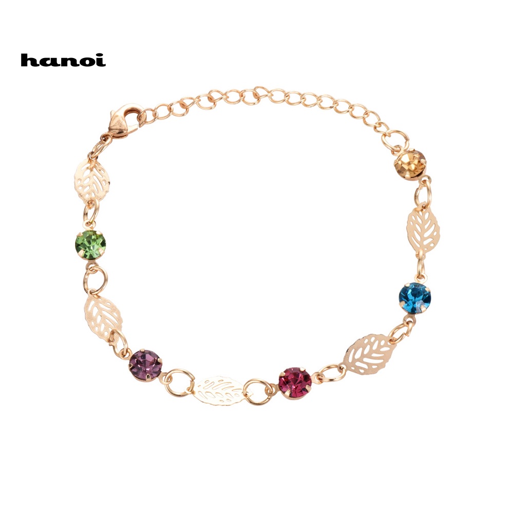 Vòng Đeo Tay HọA TiếT Lá ĐíNh Kim Cương Giả ThờI Trang Cho Nữ