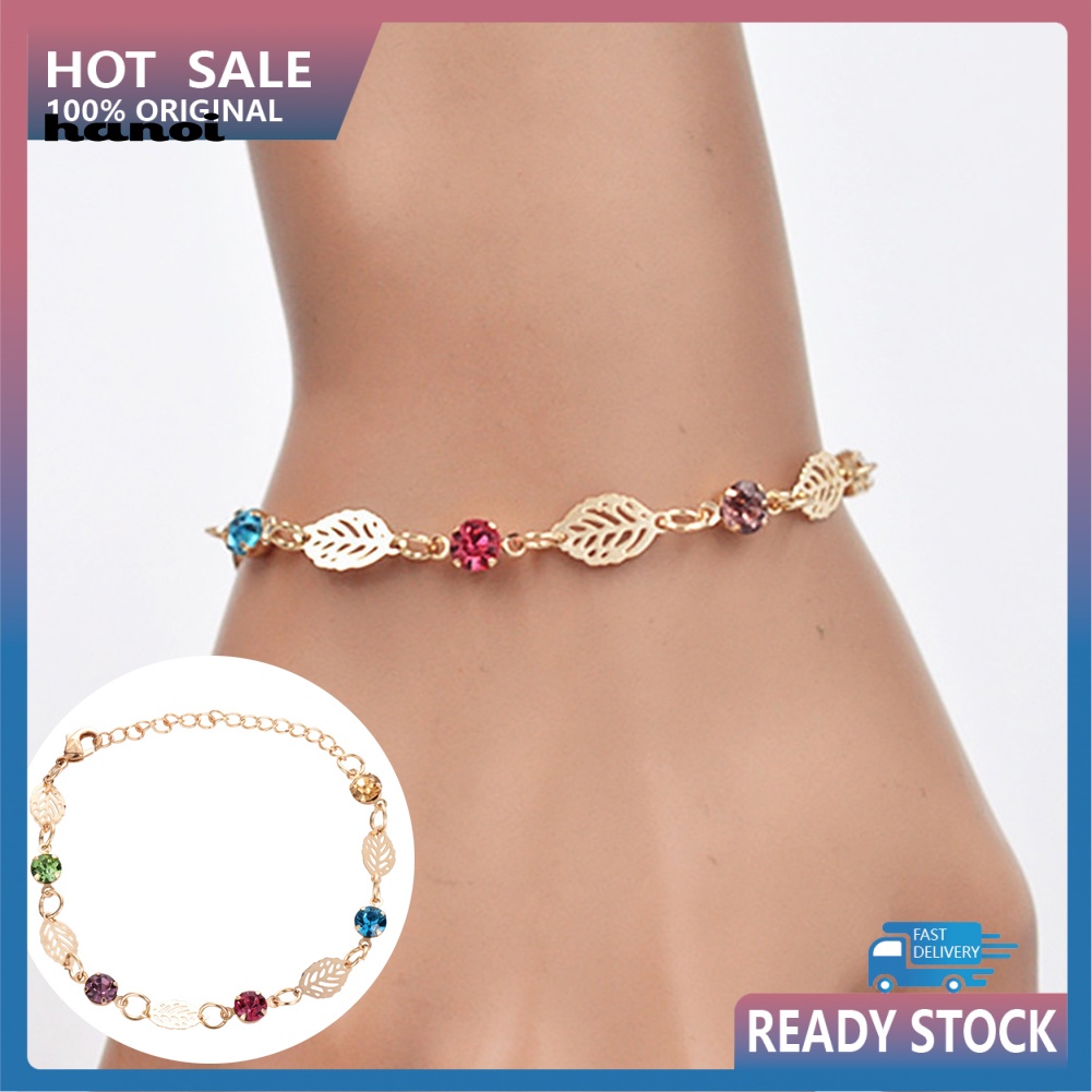 Vòng Đeo Tay HọA TiếT Lá ĐíNh Kim Cương Giả ThờI Trang Cho Nữ