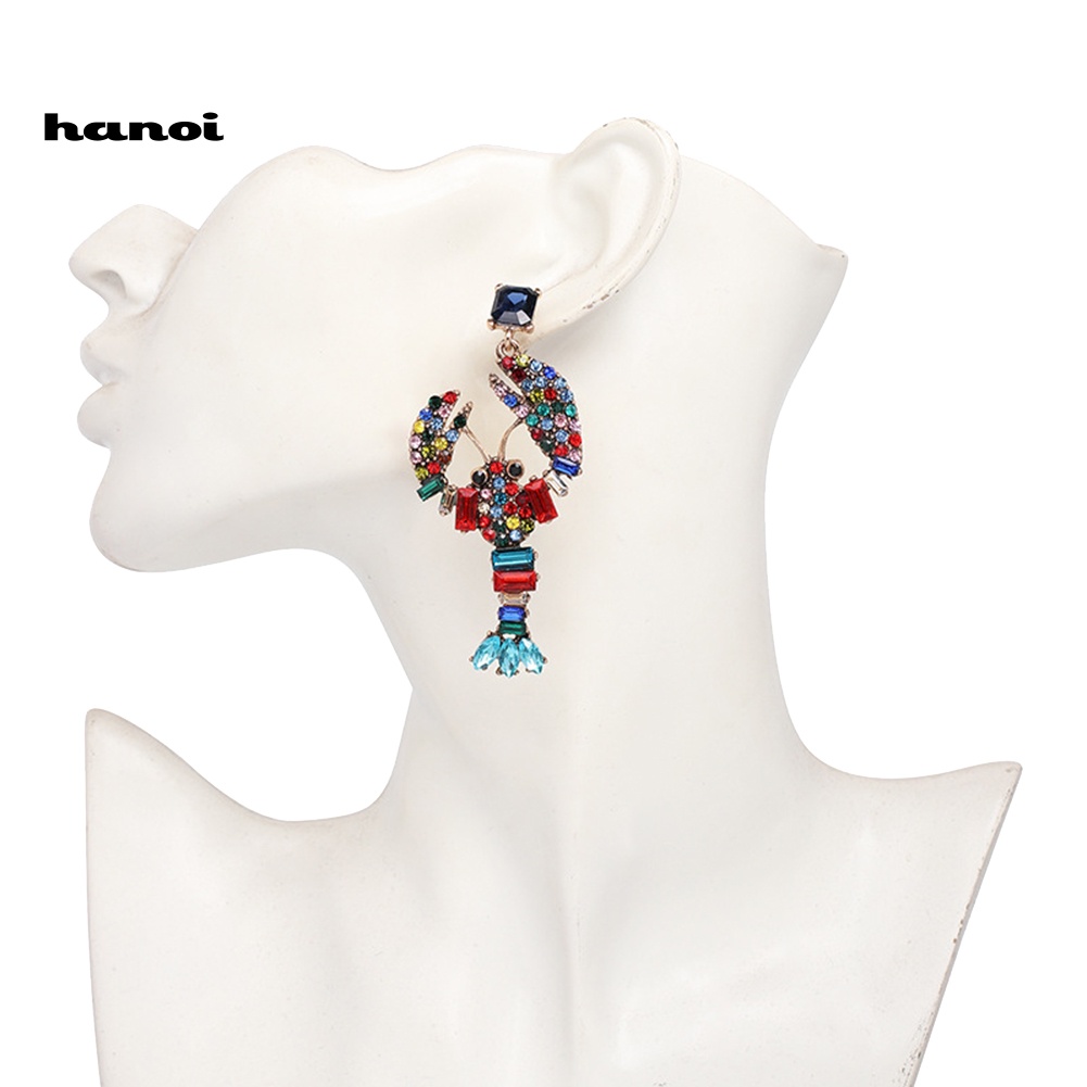 Bông Tai Hình Tôm Hùm Đính Đá Sáng Tạo Cho Nữ