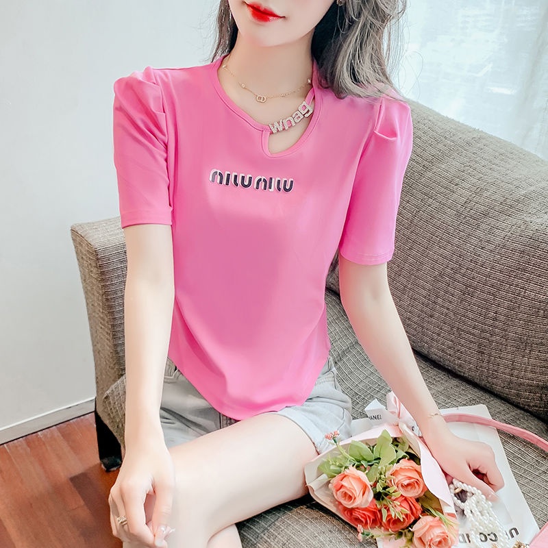 Áo Thun Ngắn Tay Phồng Thời Trang Mùa Hè 2023 Phong Cách Phương Tây Cho Nữ