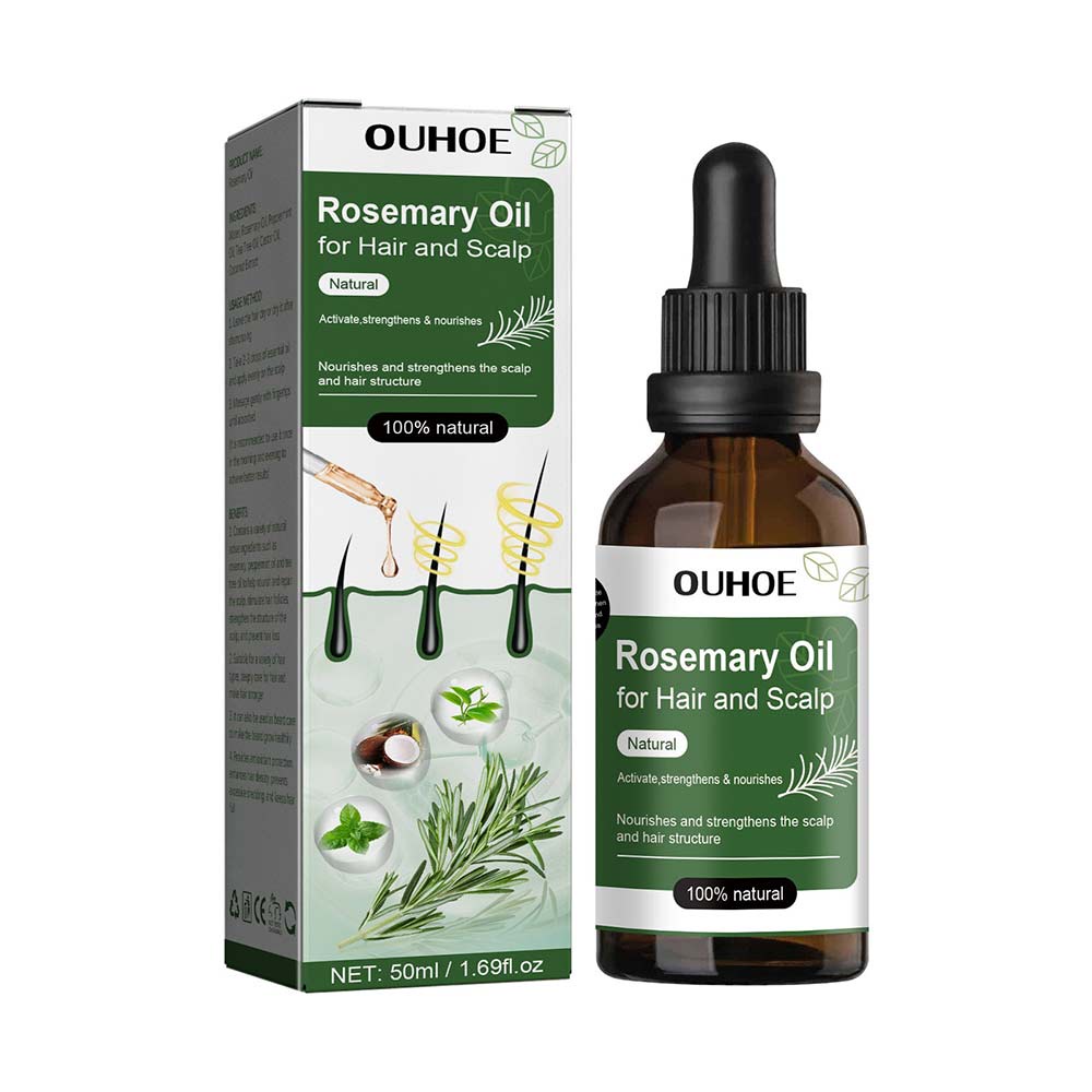  OUHOE Rosemary Hair Care Essential Oil (50ml) prevents hair loss, strengthens hair roots, and prevents dry hair 