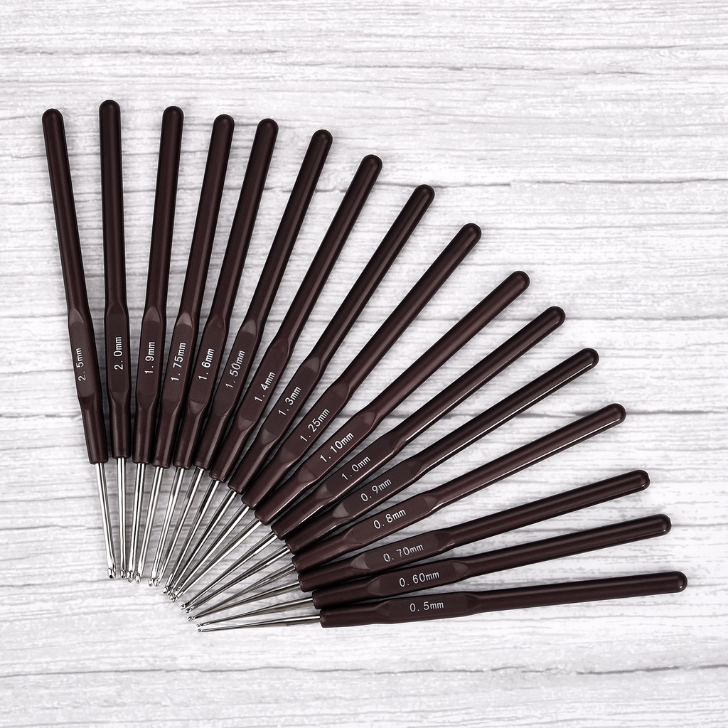 16pcs kim dệt kim ABS xử lý crochet xử lý kim đặt 0.5mm - 2.5mm sợi len đan kim dụng cụ