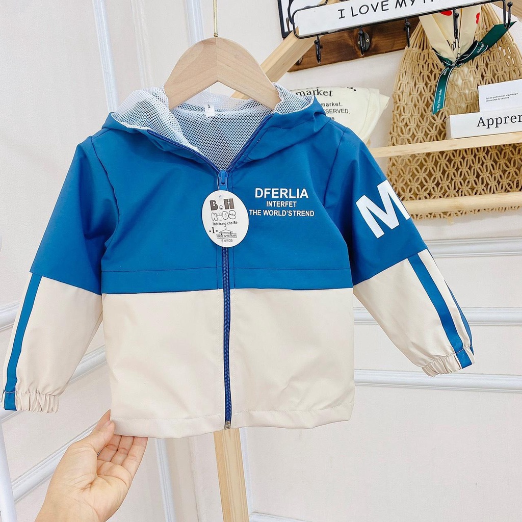 Áo khoác gió 2 lớp hoạ tiết cho bé trai , bé gái cân nặng từ 8 đến 18kg