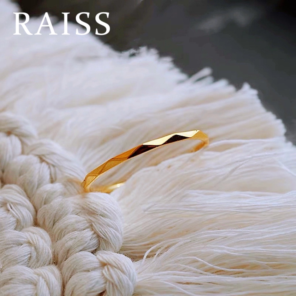 Nhẫn Titan Mỏng Họa Tiết Kim Cương Gợn Sóng Thời Trang Không Phai Màu