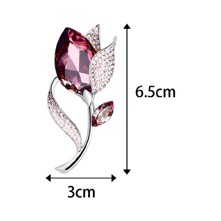 New 1pc Tulip Flower Brooch Pin Fashion Luxury Alloy for Women Shirts Gifts