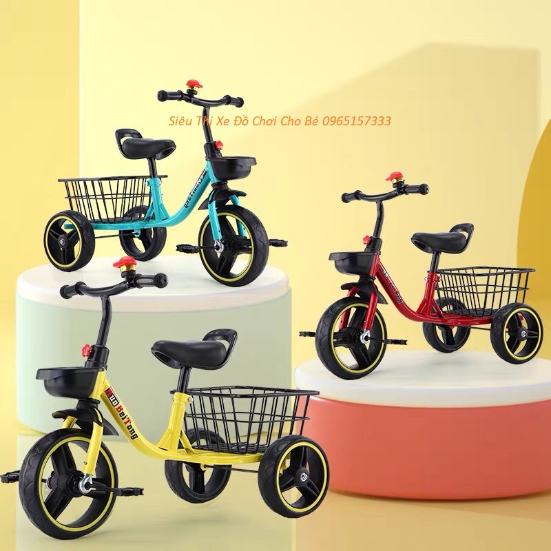 up sales Xe đạp 3 bánh, xe đạp trẻ em có giỏ đồ lớn đằng sau đủ màu cho bé
