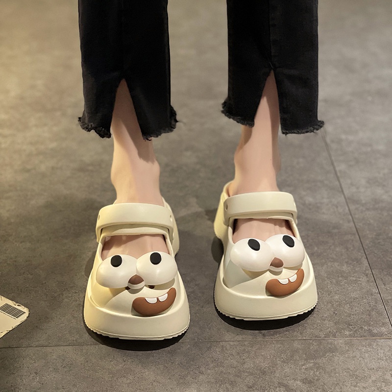 Dép Xăng Đan Đi Biển Đế Dày Mềm Mại Họa Tiết Chú Chó Mắt To Mary Jane 2023