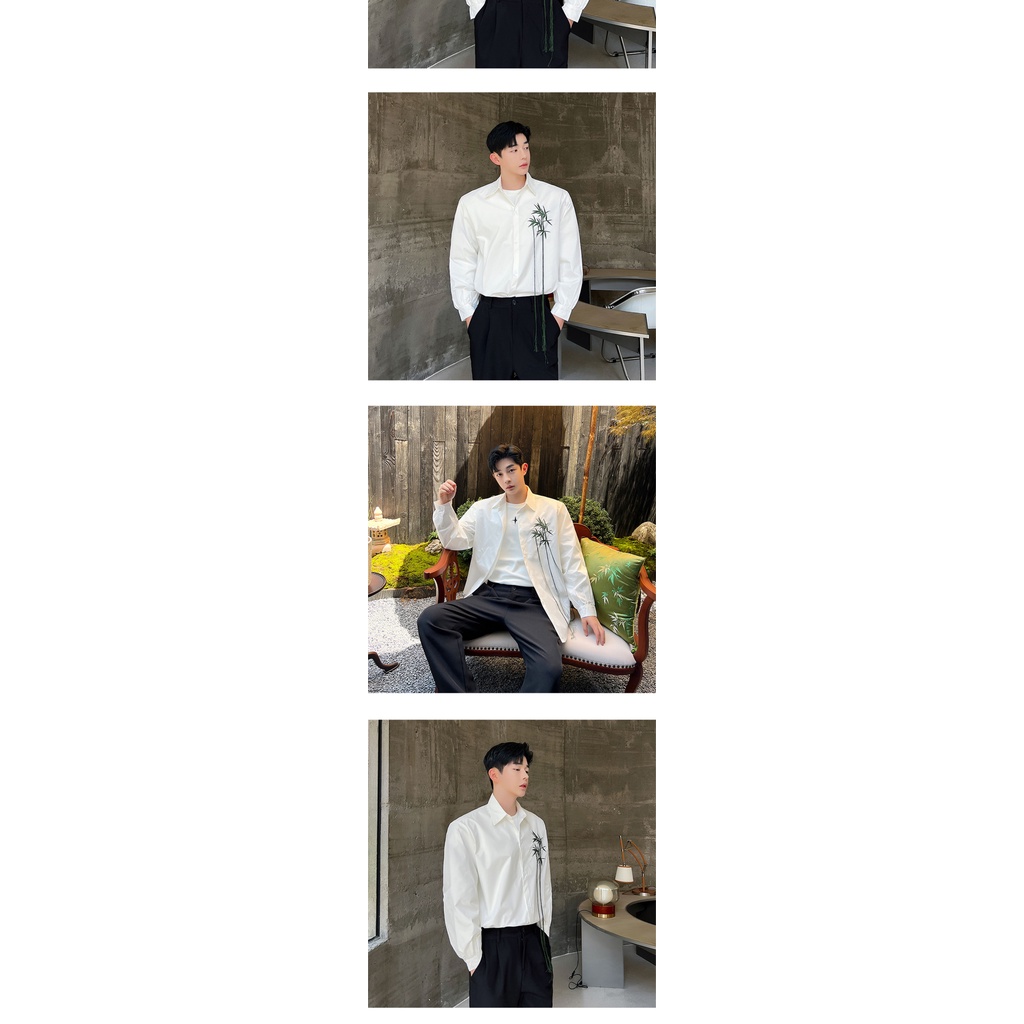 Áo Sơ Mi Tay Dài Thêu Họa Tiết Phong Cách Trung Hoa Thời Trang Xuân Thu Cho Nam