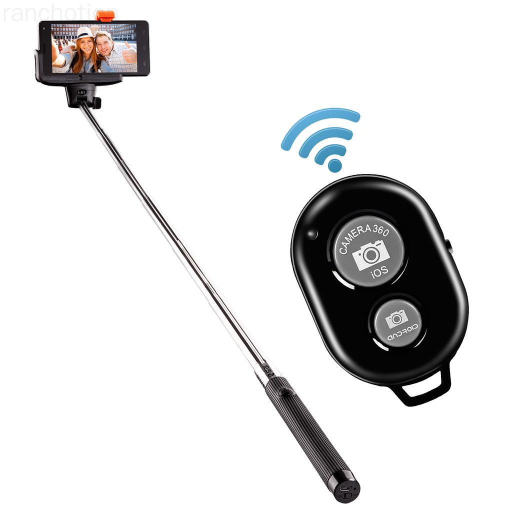 Điều khiển từ xa kết nối bluetooth không dây hẹn giờ chụp ảnh kết hợp với gậy selfie gắn điện thoại thông minh