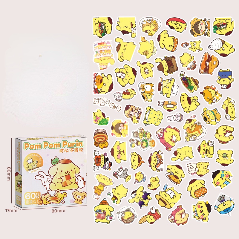 Bộ 60 Miếng Dán Hình Sanrio Kuromi Trang Trí Nhật Ký