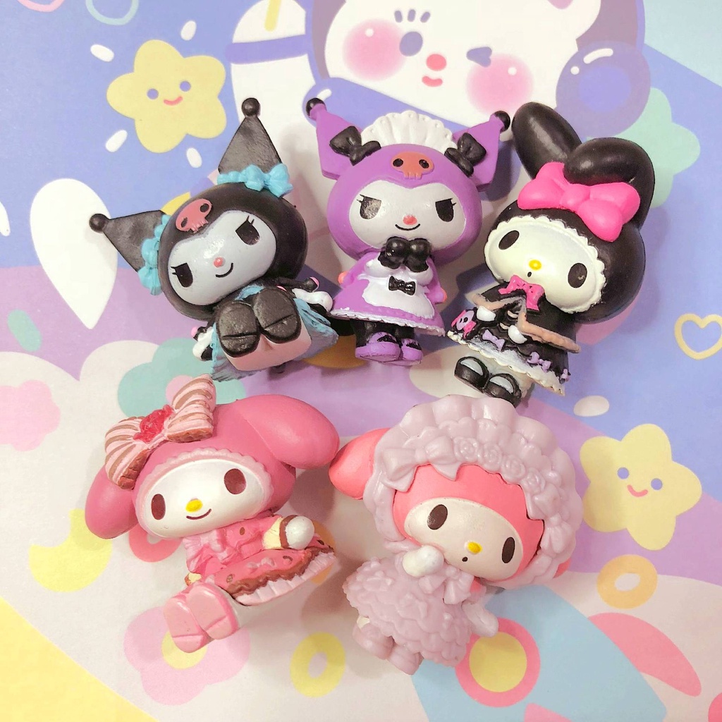 Set 5 Mô Hình Búp Bê Sanrio Kuromi My Melody 4cm Trang Trí Bánh Kem Sinh Nhật / Xe Hơi DIY