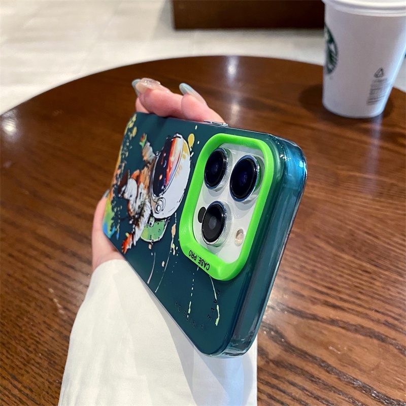 Ốp Điện Thoại Nhựa acrylic Cứng Nhám Hình Phi Hành Gia graffiti Cho iPhone 11 12 13 14 Pro Max 14Plus 13promax 12promax