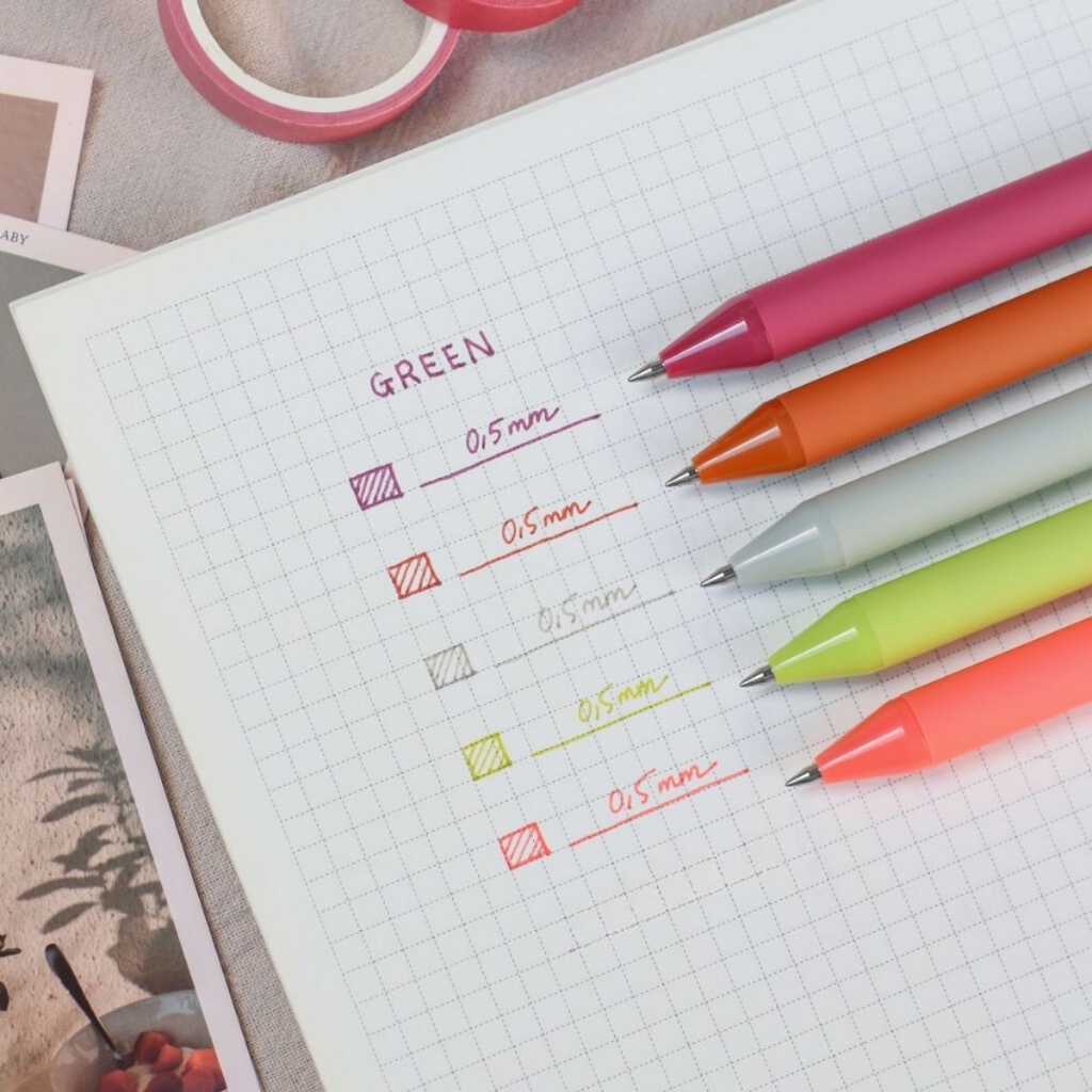 Bút Resun Morandi Mực Đen Ngòi 0.5mm Set 5 Chiếc Viết Êm Siêu Mượt  - Tiệm bút SHIORI