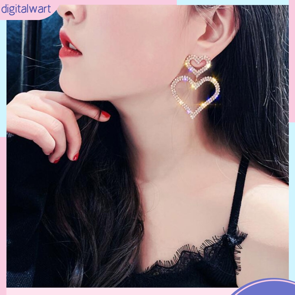 Đôi Bông Tai Hình Giọt Nước Đính Đá Thanh Lịch Dành Cho Nữ