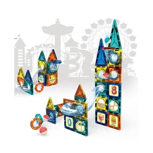 Bộ đồ chơi xếp hình nam châm 4D Magnetic Sticks cầu trượt thả bóng - 42 97chi tiết