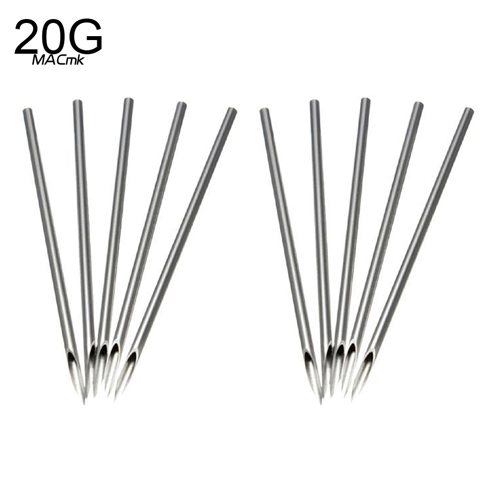 Bộ 10 Kim Xỏ Khuyên 12 / 14 / 16 / 18 / 20G Bằng Thép Dùng Một Lần