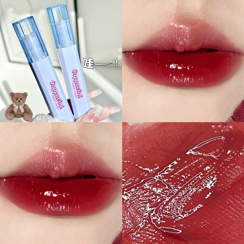 Son Bóng Cappuvini Dưỡng Ẩm Chống Nước Lâu Phai Thiết Kế Vỏ Son Hình Vuông Màu Xanh Dương