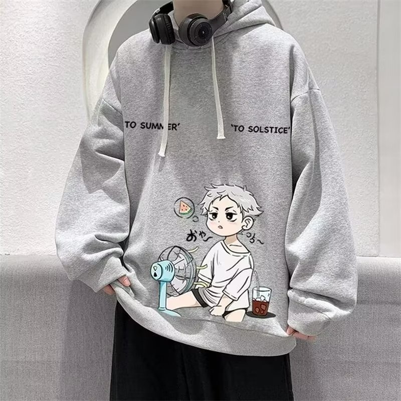 Áo Hoodie Tay Dài Dáng Rộng In Họa Tiết Hoạt Hình Phong Cách Nhật Bản Thời Trang Cho Nam Và Nữ Size M-5XL