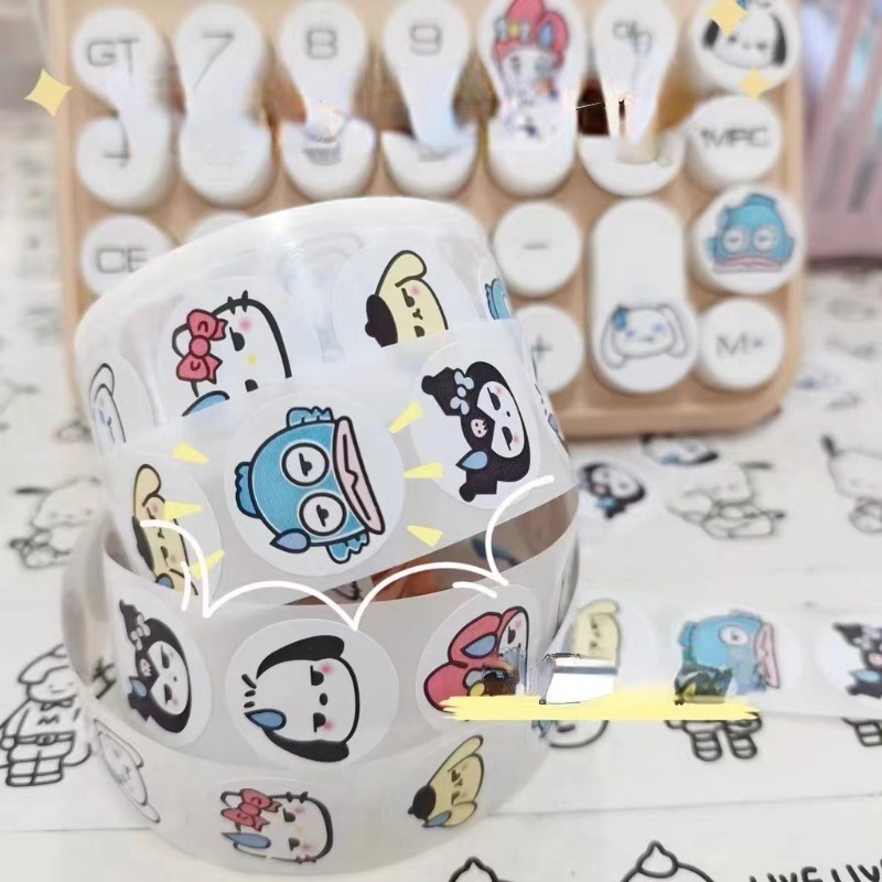 SANRIO Bộ 500 Miếng Dán Hoạt Hình Kuromi Kawaii Dễ Thương Trang Trí Gói Quà