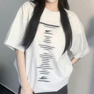Áo Thun Cotton Ngắn Tay In Chữ Phong Cách Mới Cho Nữ