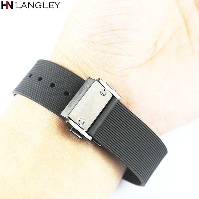 Dây Đeo Đồng Hồ Bằng Silicone Mềm Họa Tiết Kẻ Sọc 15 / 21mm 1523mm 19x25mm Cho Nữ