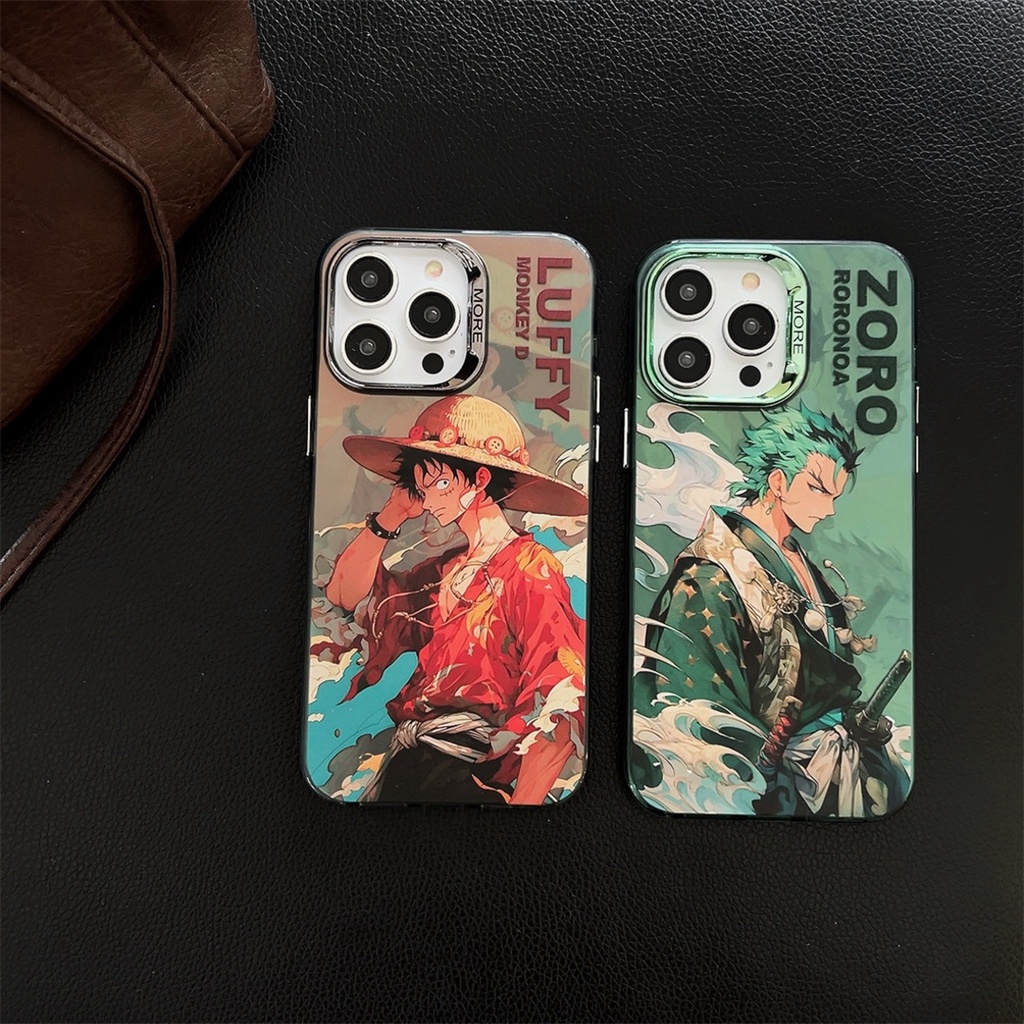 Hoạt Hình Ốp Điện Thoại Silicon IMD Khung Kim Loại Họa Tiết One Piece Cho IPhone 14 14Pro 14Max 13ProMax 12 12ProMax 11