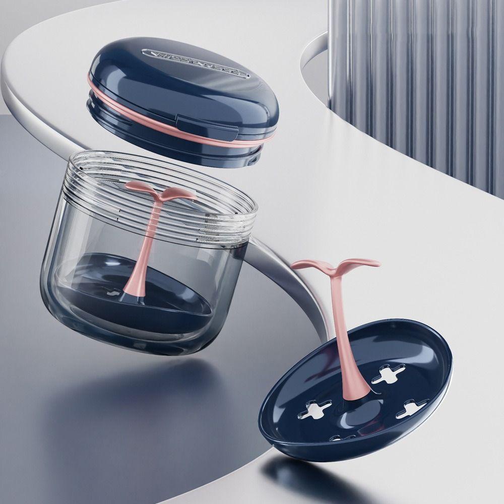 Hộp Đựng Đồ Chăm Sóc Răng Giả Bằng Nhựa Có Gương Soi Họa Tiết Hoạt Hình Dễ Thương