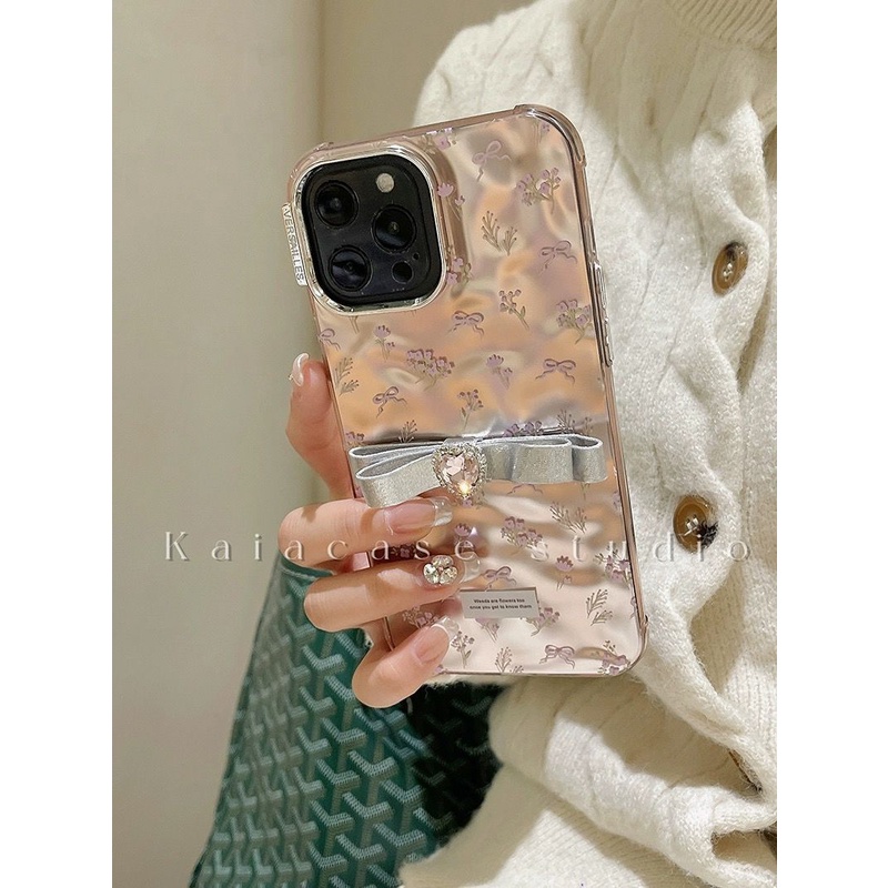 Ốp Điện Thoại Màu Hồng Họa Tiết Hoa Nhỏ Xinh Chống Rơi Cho Iphone 14promax 13 11 14pro 13pro 14