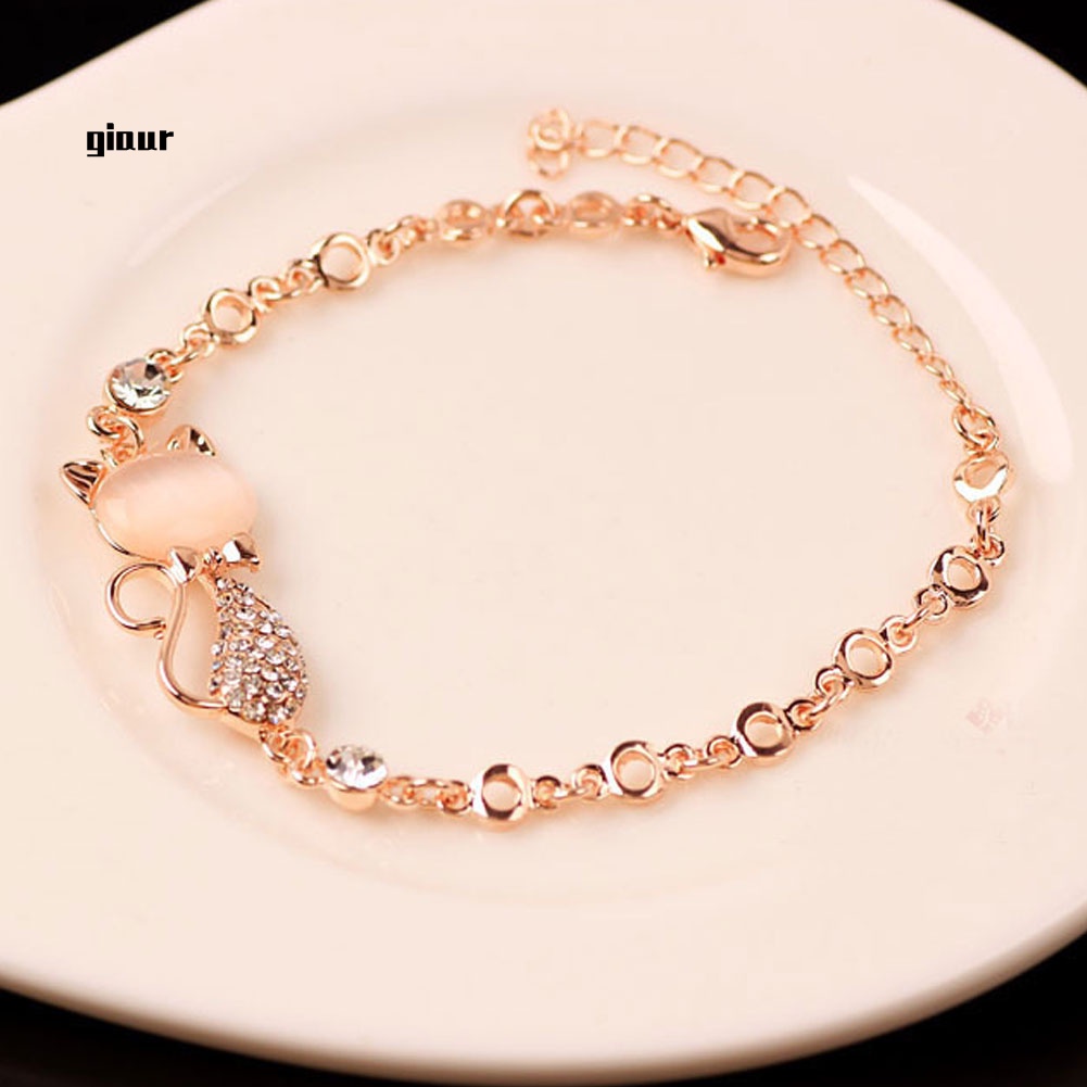 Vòng Tay Đính Đá Opal Nhân Tạo Hình Mèo Thời Trang Cho Nữ