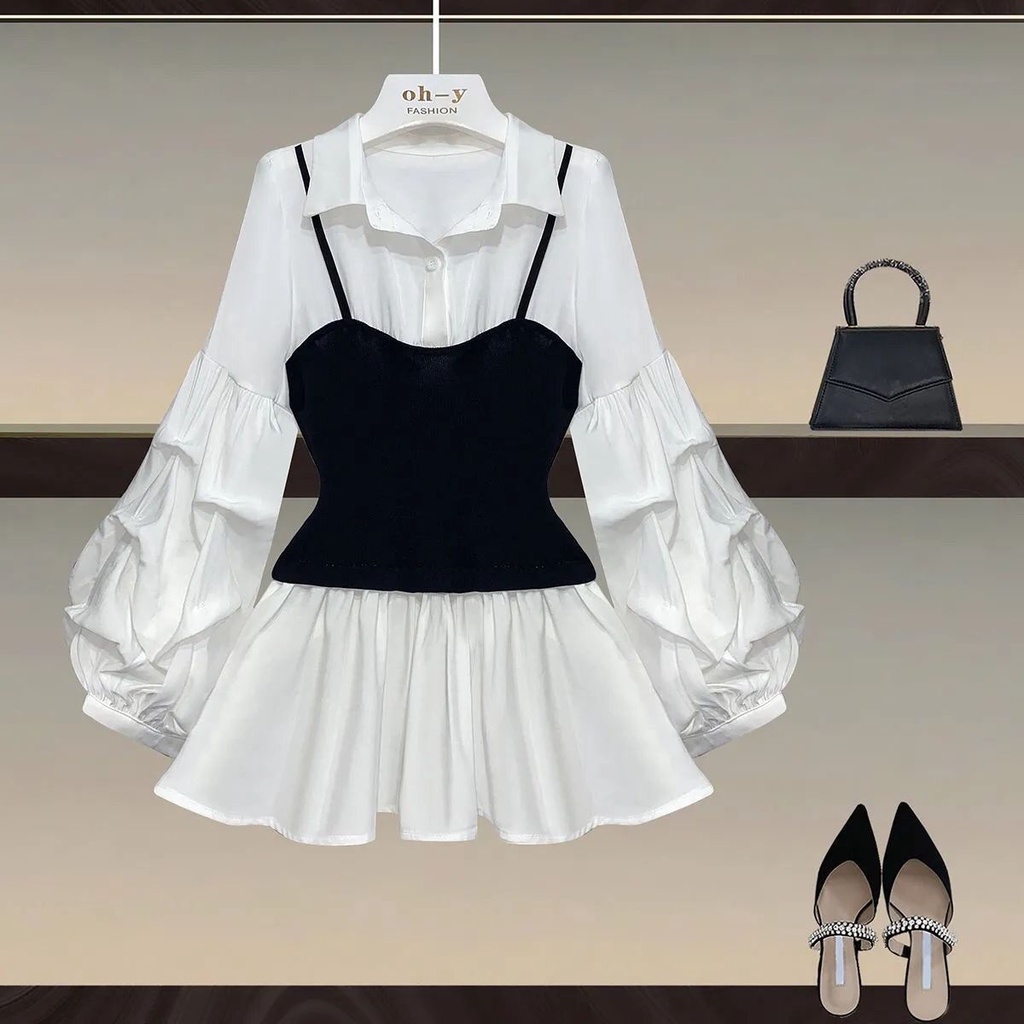 Áo Sơ Mi Giả Hai Lớp Dáng Ôm Thời Trang Xuân Thu Cho Nữ plus size