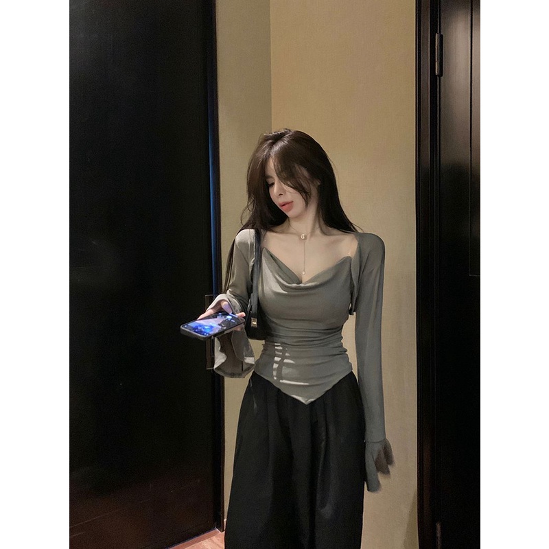 Áo Hai Dây Chống Nắng Phong Cách Mới Mùa Hè inssodazzz Với Thiết Kế Bên Trong Áo Sơ Mi Nhỏ Màu Hồng lce8