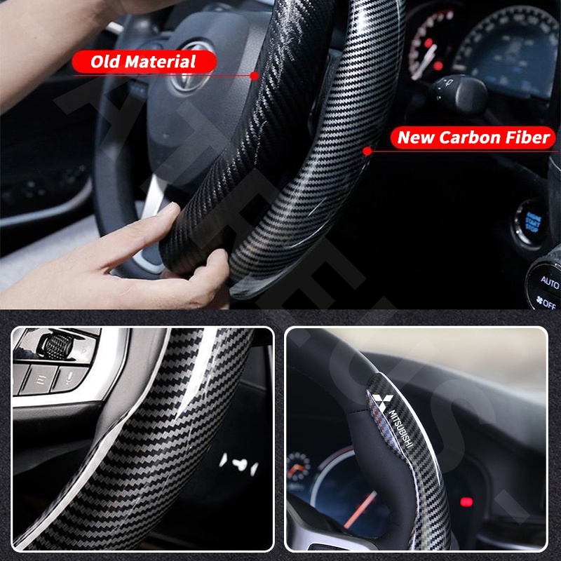 Vỏ Bọc Vô Lăng Chống Trượt Bằng Sợi Carbon Cho Mitsubishi Xpander Cross Pajero Outlander Sport Eclipse Attrage Triton Colt Mirage