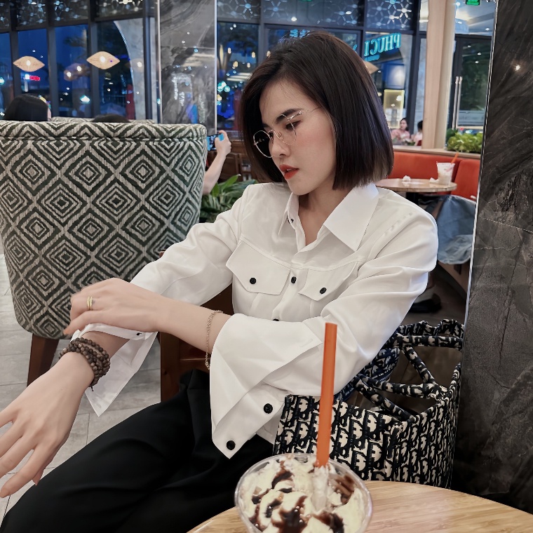 Set Áo Sơ Mi Croptop Quần Suông SM06 Phong Cách Cá Tính Cho Nữ