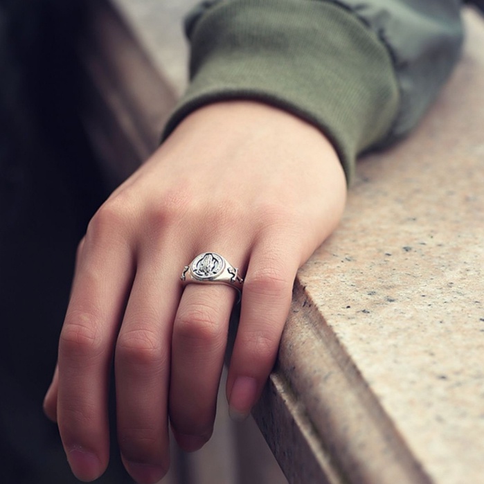 Nhẫn nam nữ titan freesize hình bàn tay phật HOPE Merin titan không gỉ điều chỉnh được size - Nhẫn Hope