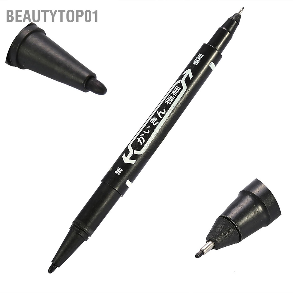 BeautyTop01 10 Cái/hộp Đen Đôi Kết Thúc Da Bút Hình Xăm Xuyên Định Vị Đánh Dấu Dụng Cụ