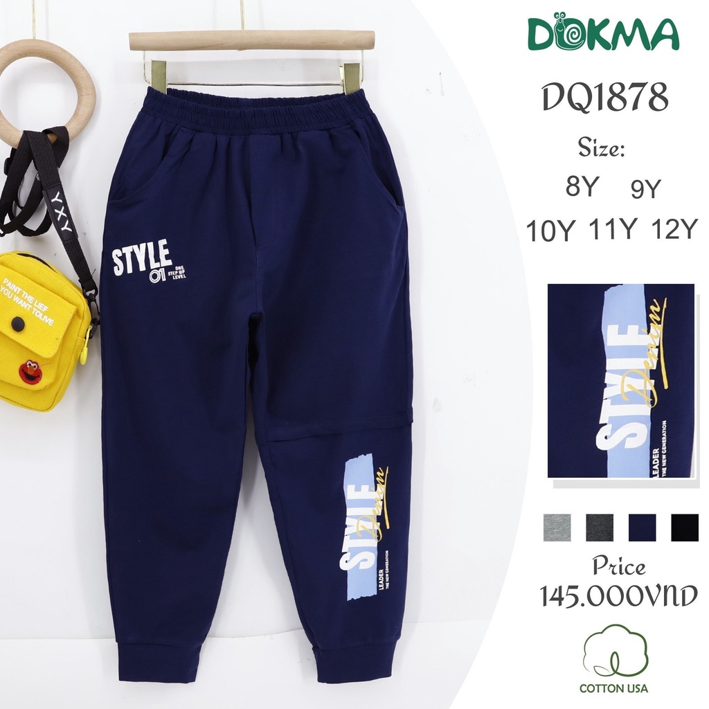 Quần Dài Thời Trang Bo Gấu Khoẻ Khoắn Cho Bé Trai Dokma Mã DQ1878