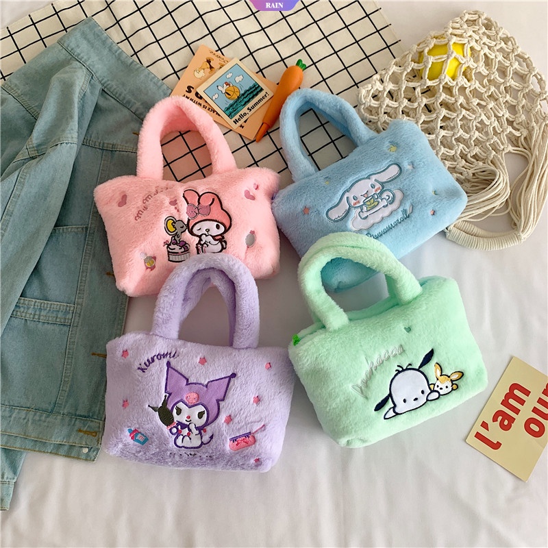 SANRIO Túi Xách Tay Bằng Vải Bông Hình Cinnamoroll Kuromi My Melody Hello Kitty Stitch Dễ Thương Cho Nữ