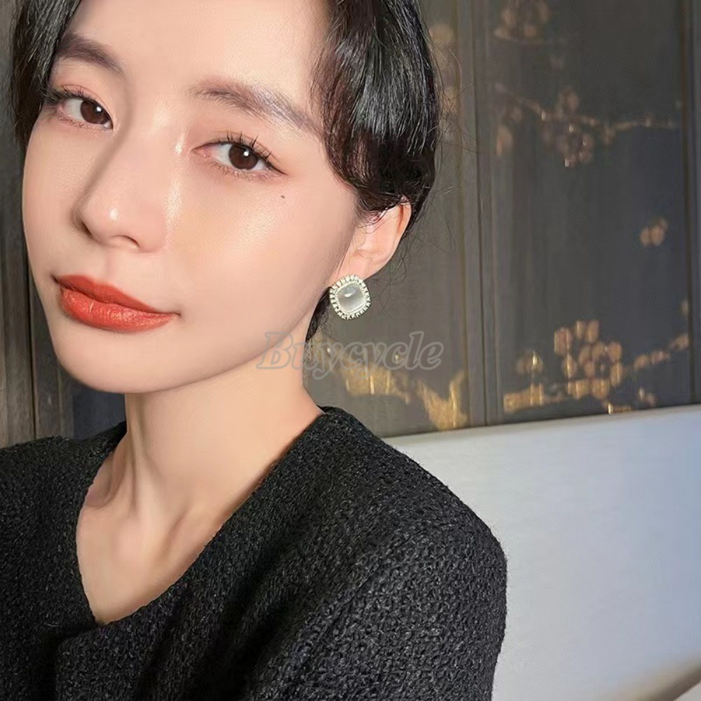 Khuyên Tai Đính Đá Mắt Mèo Lấp Lánh Thời Trang Cao Cấp Dành Cho Nữ